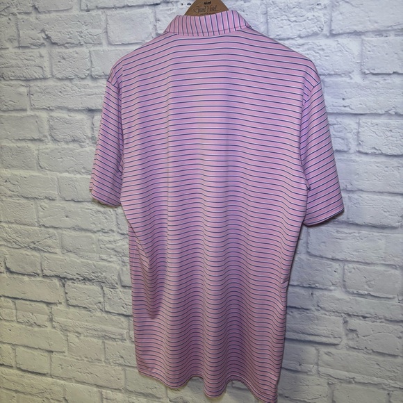 Holderness & Bourne Mens Tailored Fit Striped Golf Polo Shirt Pink Blue Size L - Picture 9 of 12